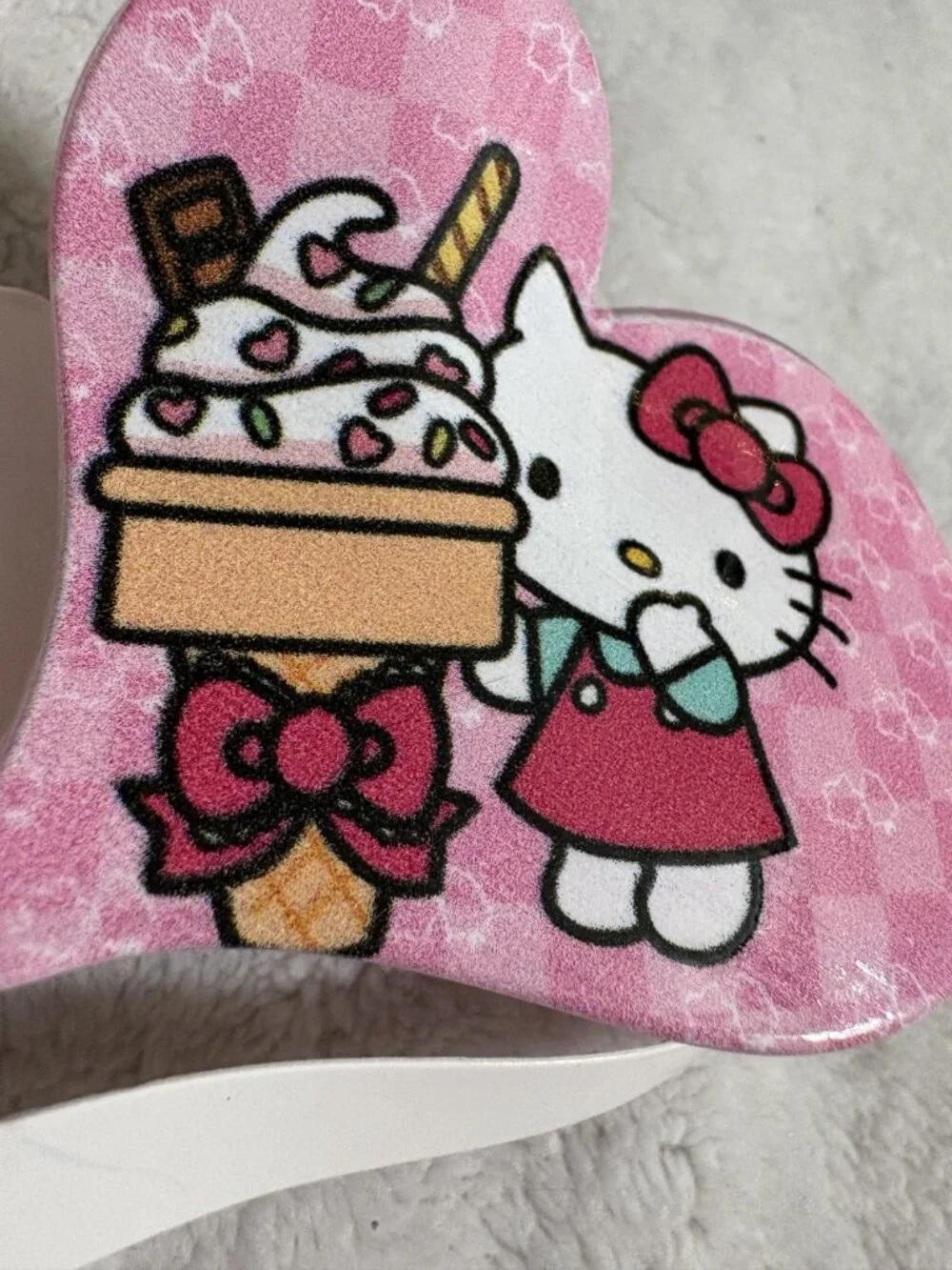 NWT New Pink Checkered Hello Kitty Heart-Shaped Hair Claw Clip Accessory